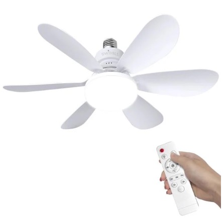 Ventilator tip bec cu Lumina LED functie de temporizare telecomanda design elegant cu 5 palete